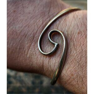 Kari Sterling Silver Freeform Wave Cuff Bangle Bracelet Adjustable Artisan Sign